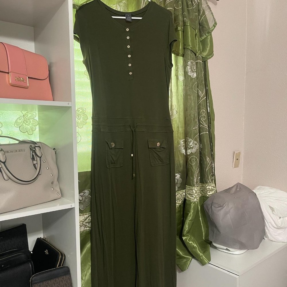 Green military maxi dress